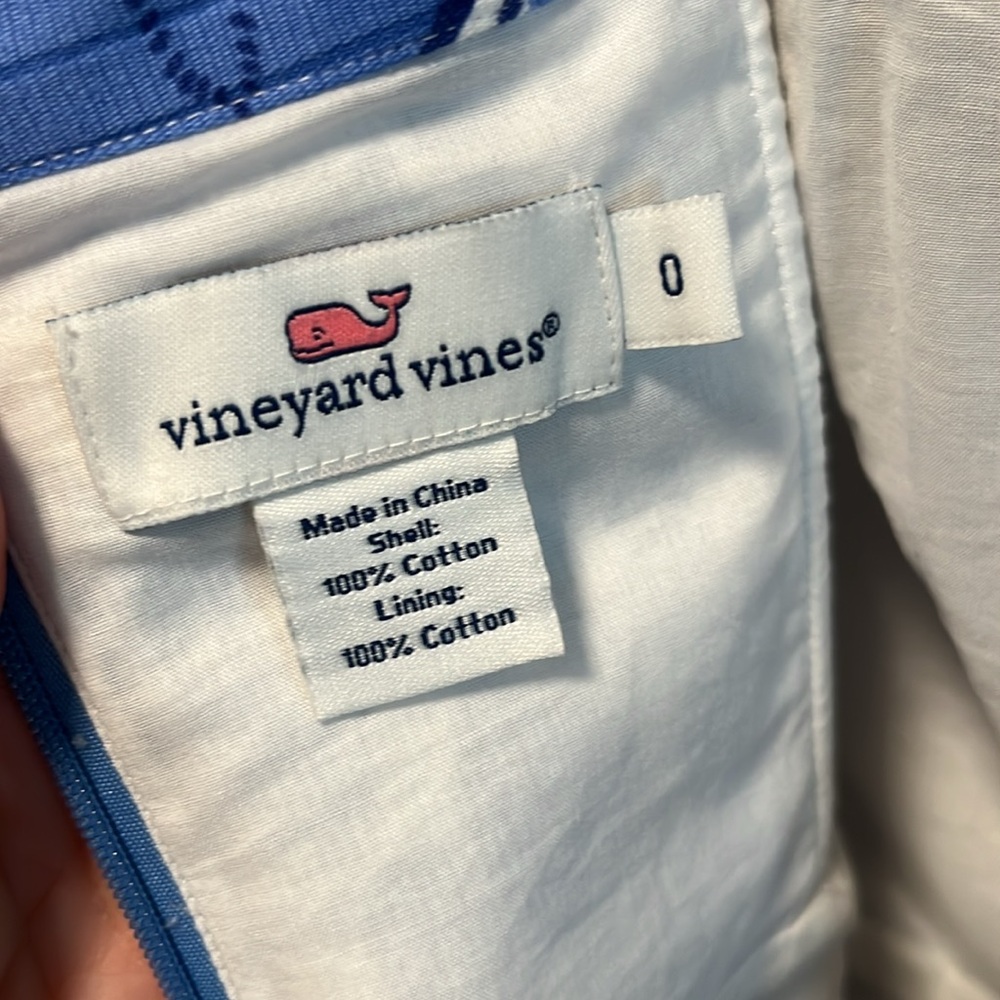 VINEYARD VINES Blue Shell Strapless Bow Dress, Size 0 - Picture 7 of 11